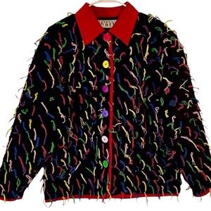 Rare Vintage Keren‎ Hart Bright Colorful Buttons Strings Jacket Size S 80’s
